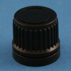 18mm DIN Black Ribbed Tamper Evident Cap with EPE Liner